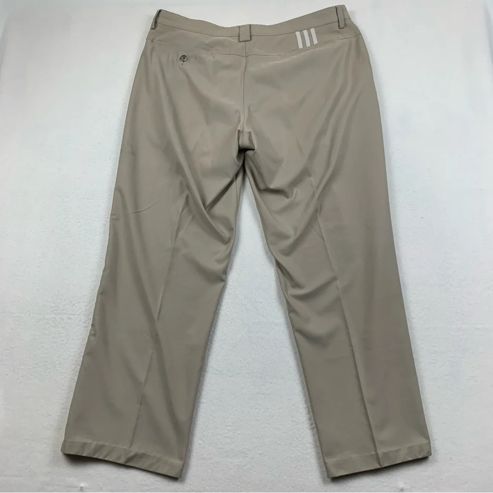 Adidas Climalite Pants Mens 38x31 Beige Flat Front‎ Polyester Golf Outdoor Sport